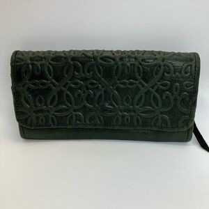 Alex and Ani Hunter Green Embossed Leather Wallet